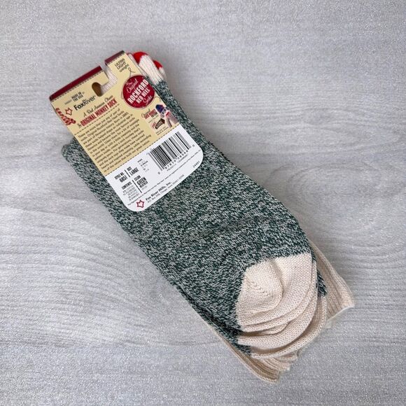 Two Pairs GREEN Rockford Red Heel Socks LARGE Sock Monkey USA Fox River Mills - Picture 2 of 5